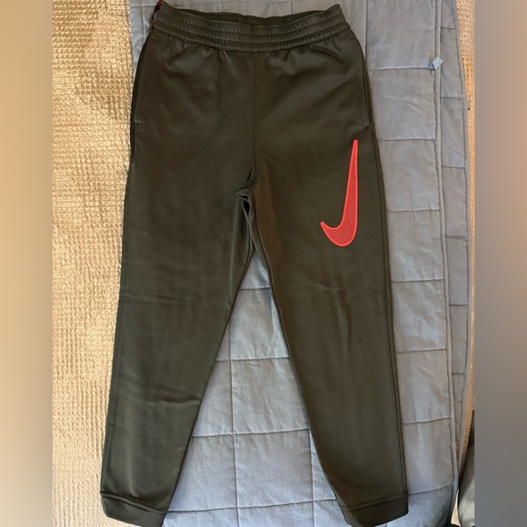 Nike Other - Nike Youth Large Dark Gray Black Jogger Pants Orange Swoosh Athletic